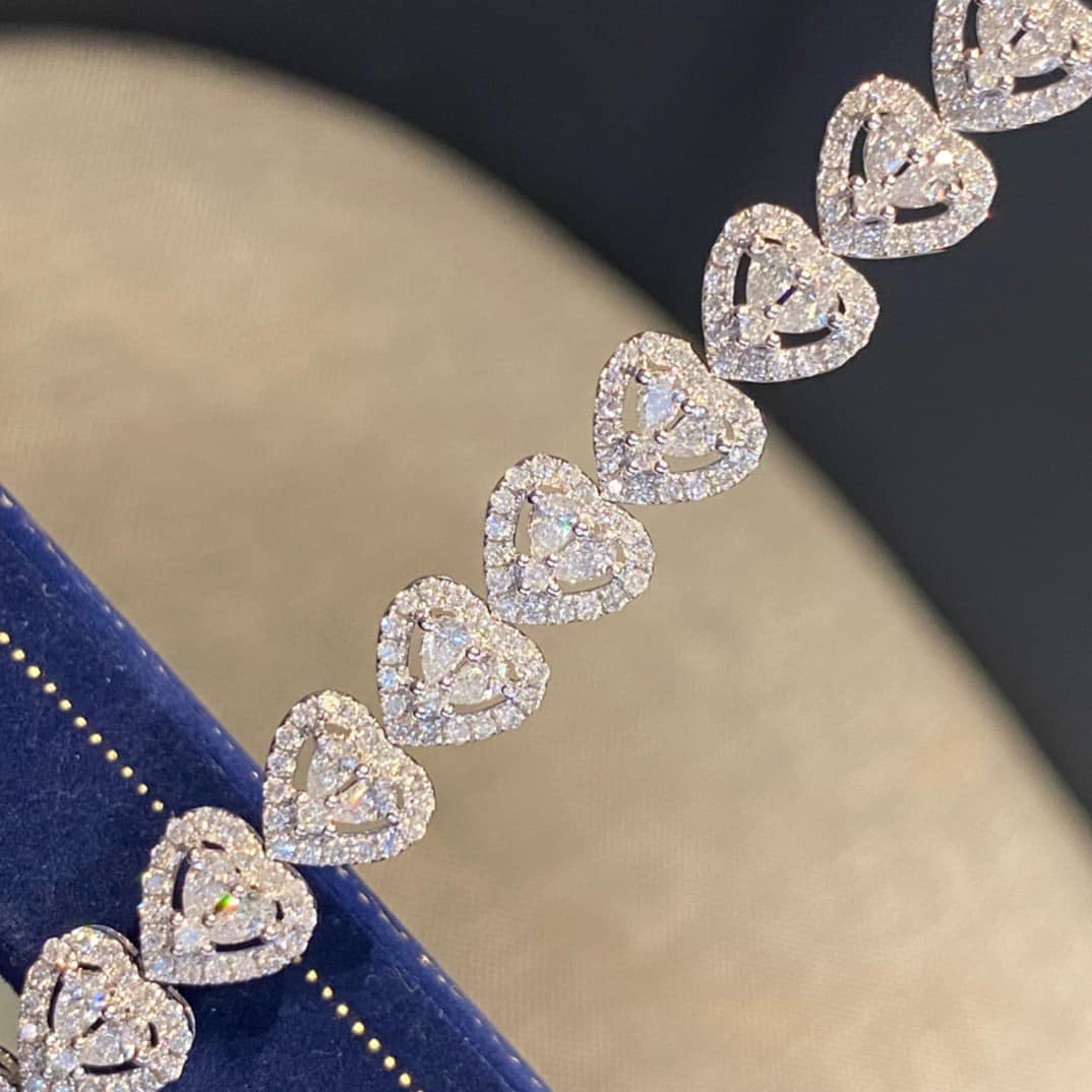 18K天然鑽石-心型豪華手鍊