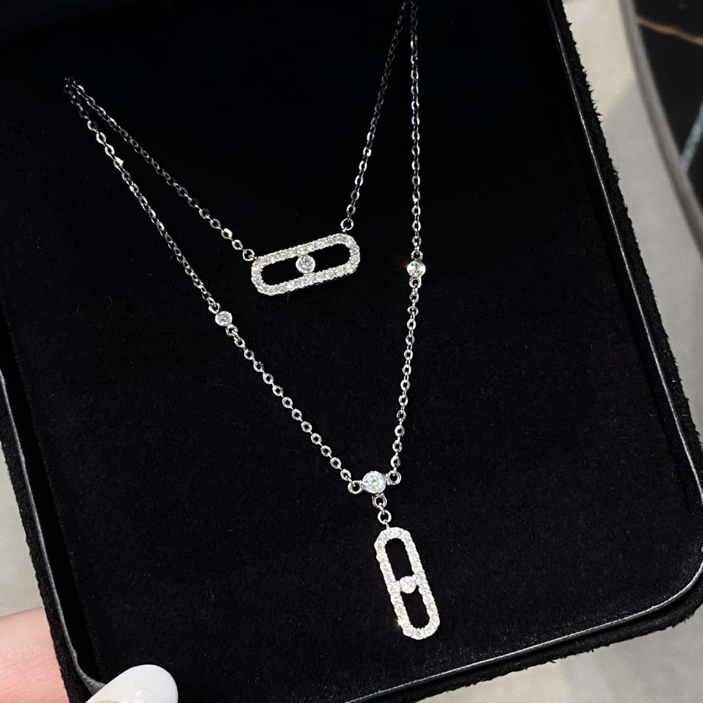 18K天然鑽石-梅西卡雙層鏈項鍊