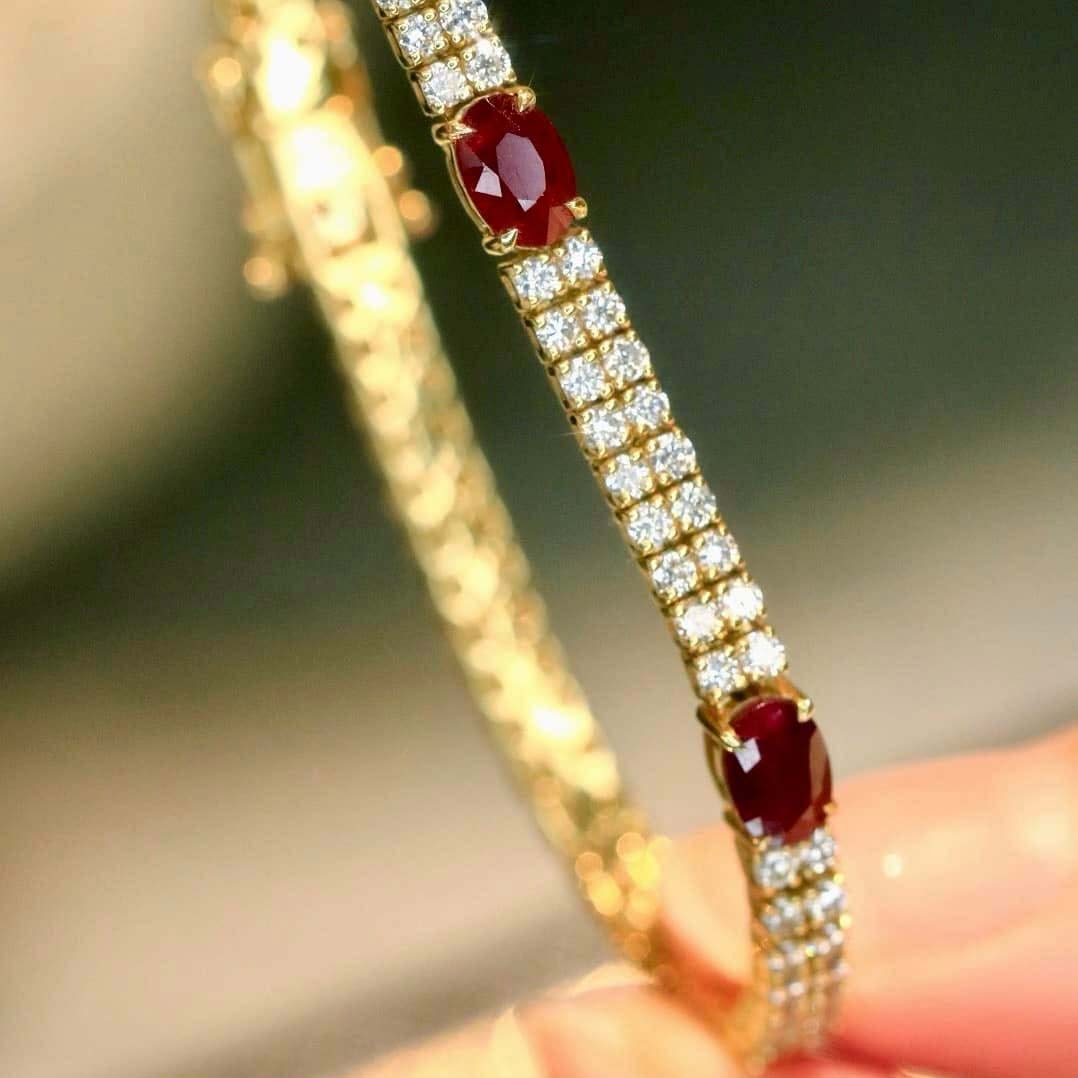18K天然鑽石-紅寶石雙排手鍊 - 第8張圖 18K天然鑽石-紅寶石雙排手鍊