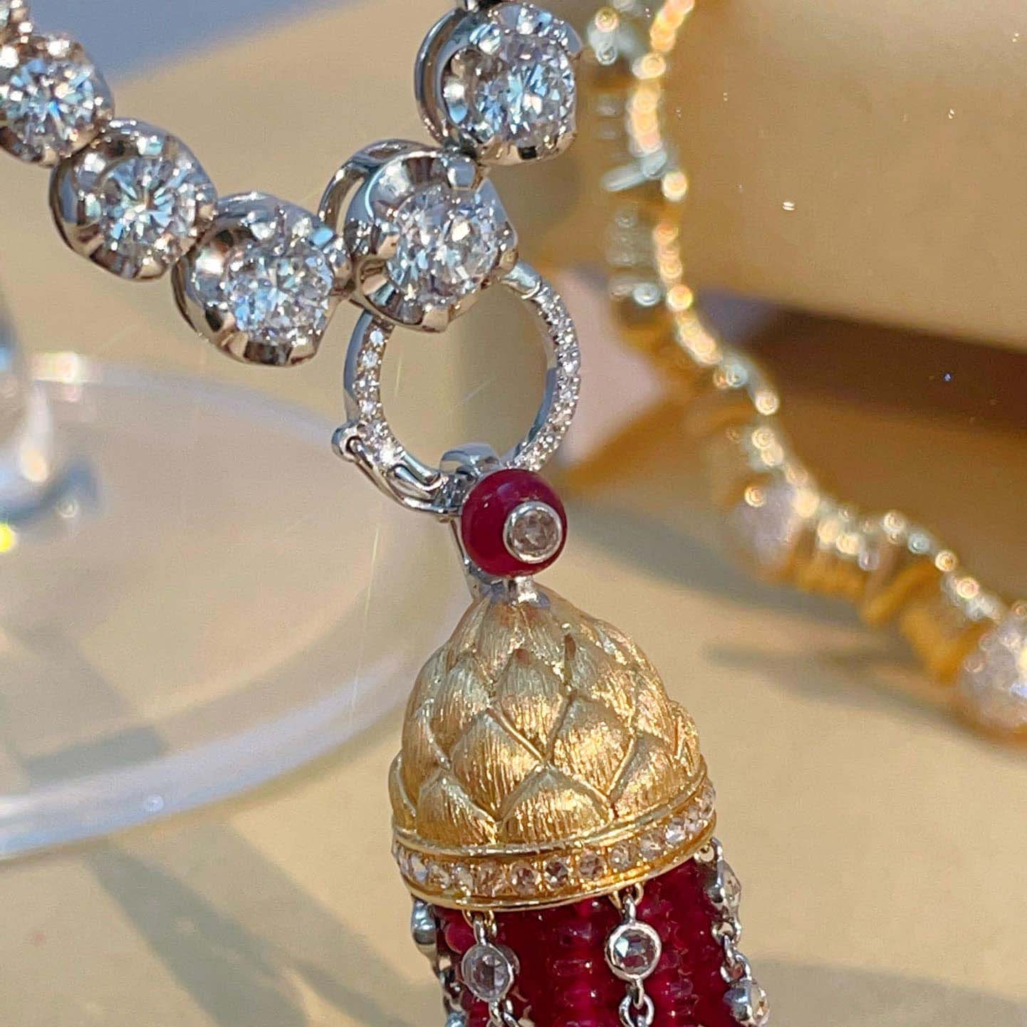 18K天然紅寶石-流蘇墜飾