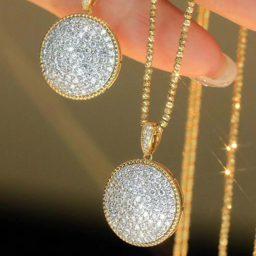 18K天然鑽石-滿鑽五圈大餅墜飾