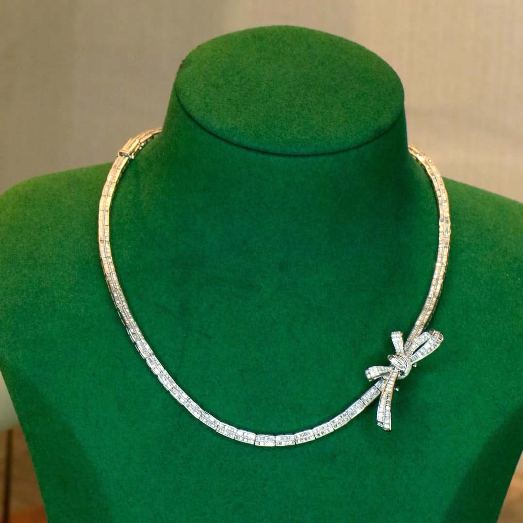 18K天然鑽石-蝴蝶結可拆卸項鍊