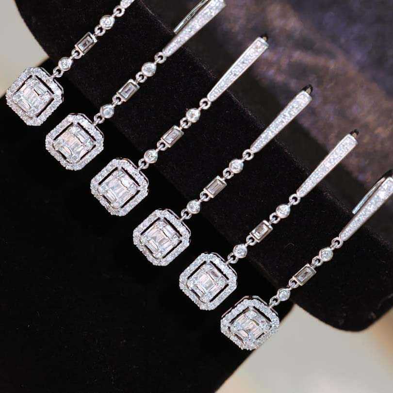 18K天然鑽石-冰糖垂墜耳環