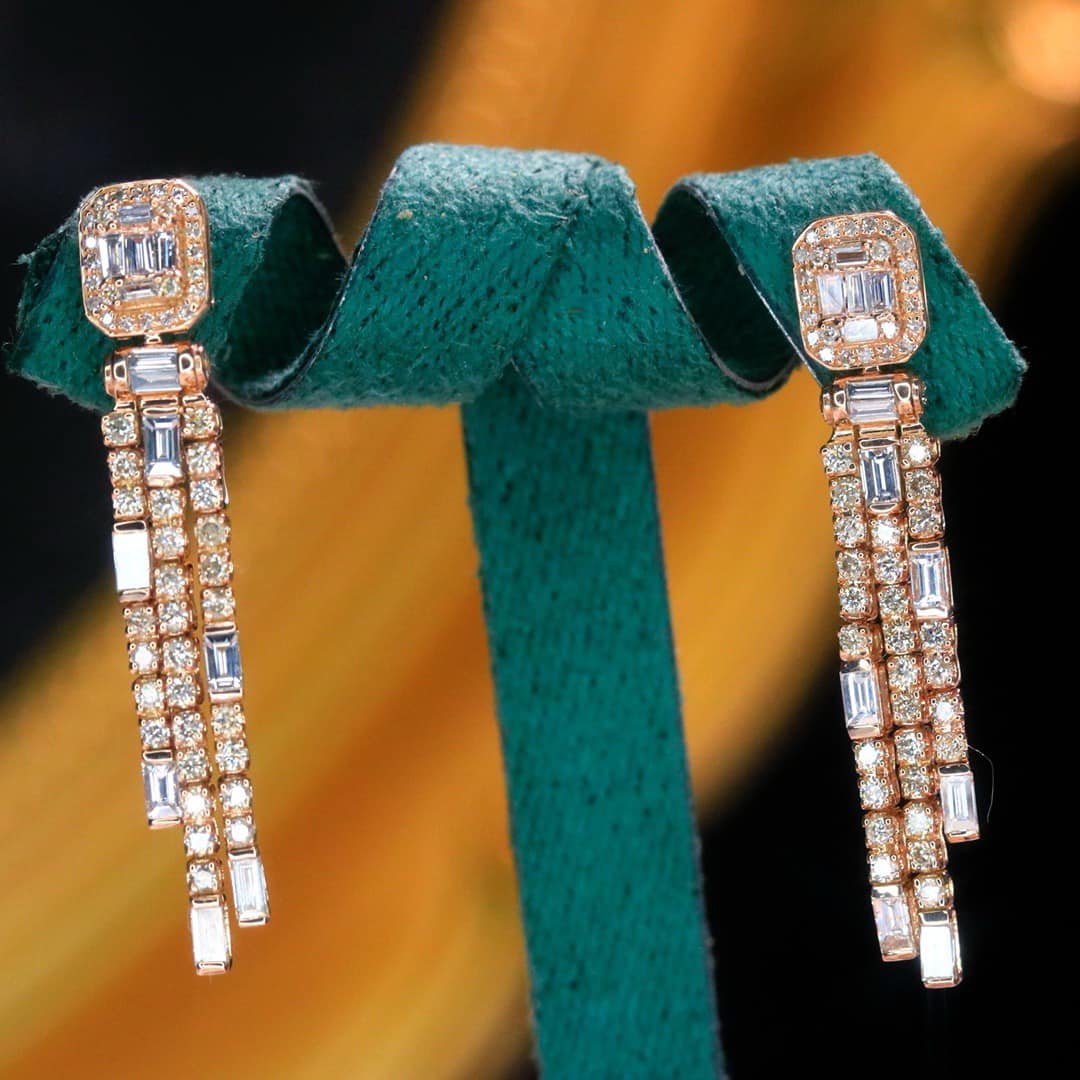 18K天然鑽石-流蘇搖曳耳環