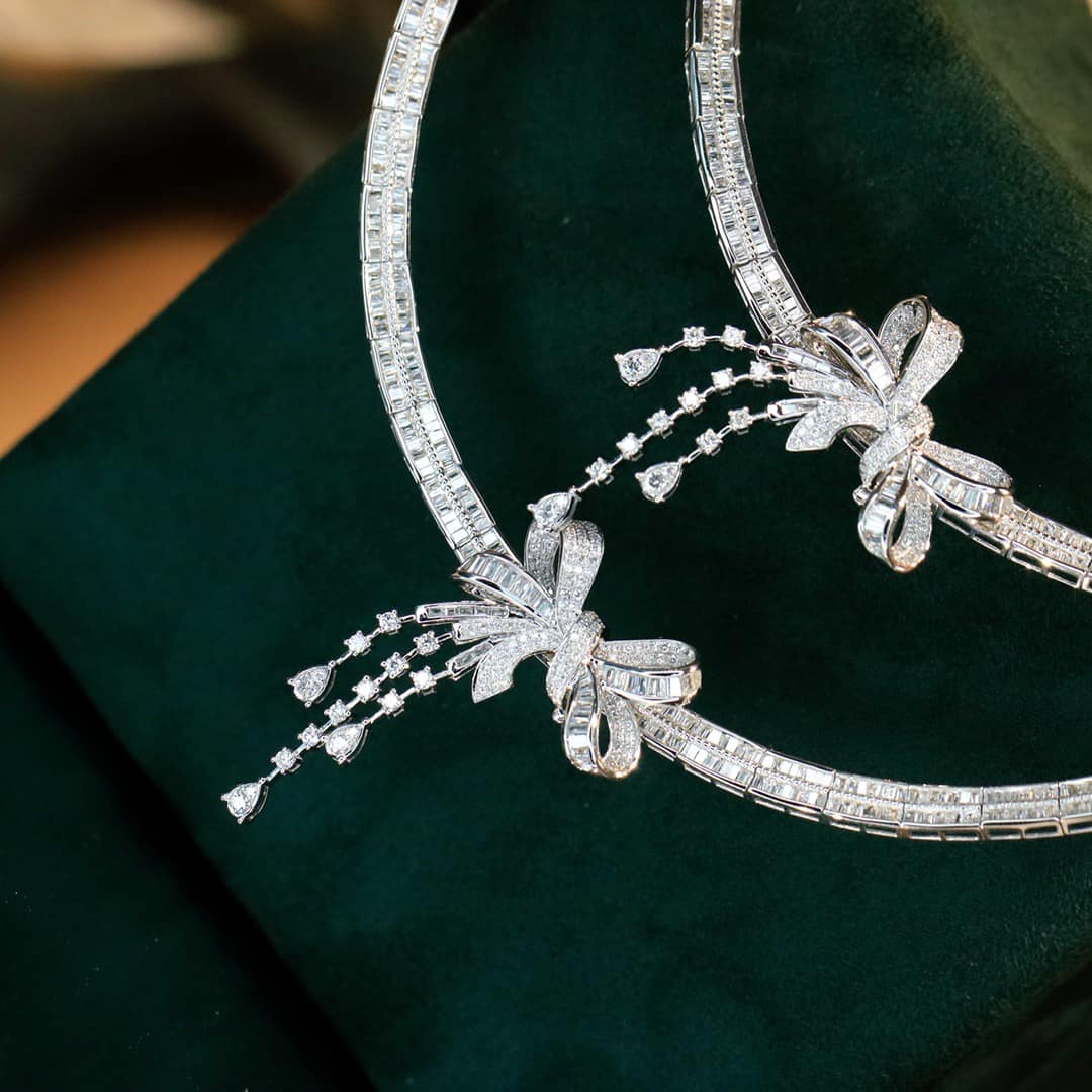 18K天然鑽石-流蘇蝴蝶結可拆卸墜飾