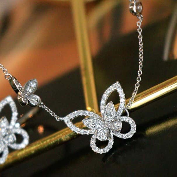 18K天然鑽石-四季蝴蝶花耳環/戒指/手鍊/項鍊 - 第13張圖 18K天然鑽石-四季蝴蝶花耳環/戒指/手鍊/項鍊