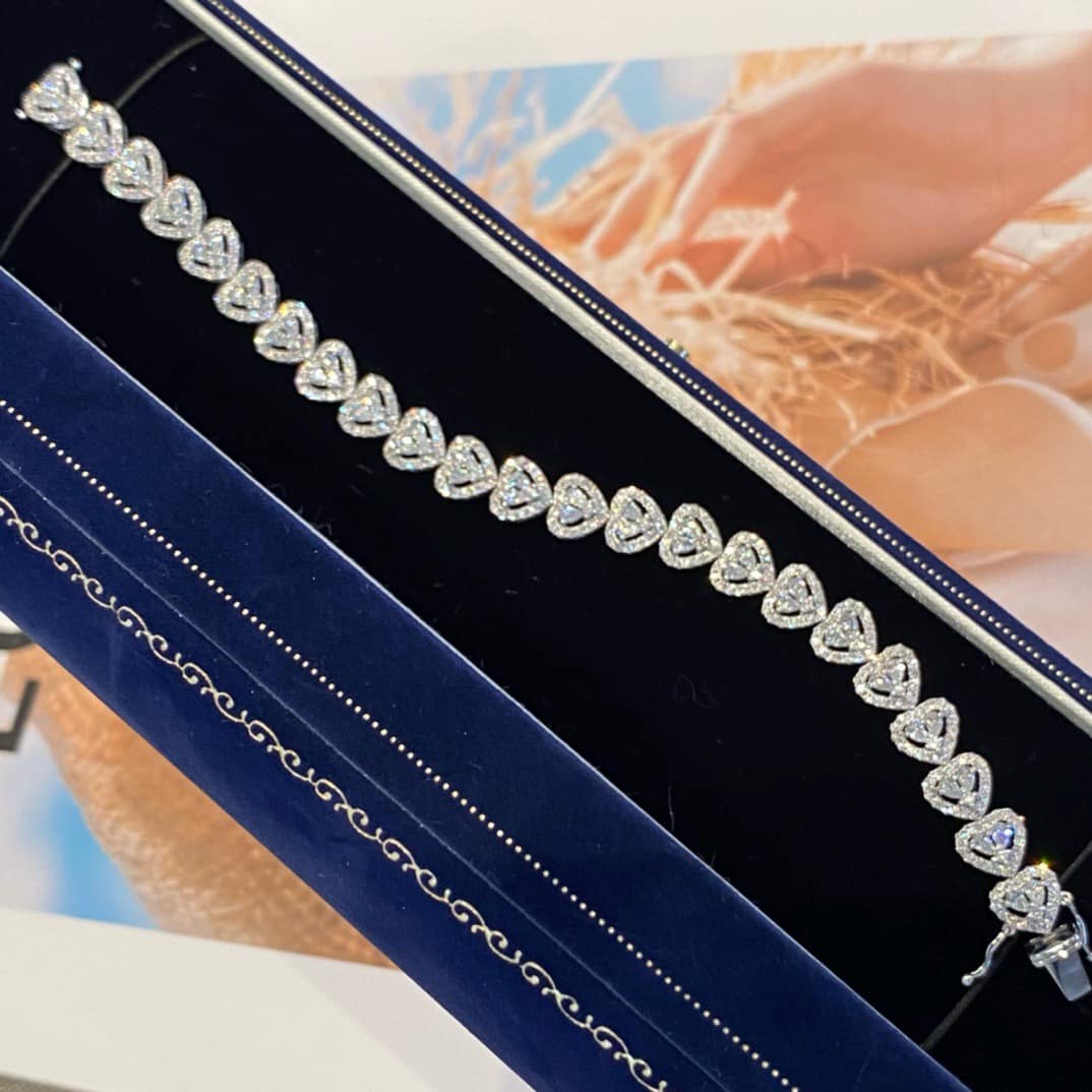 18K天然鑽石-心型豪華手鍊