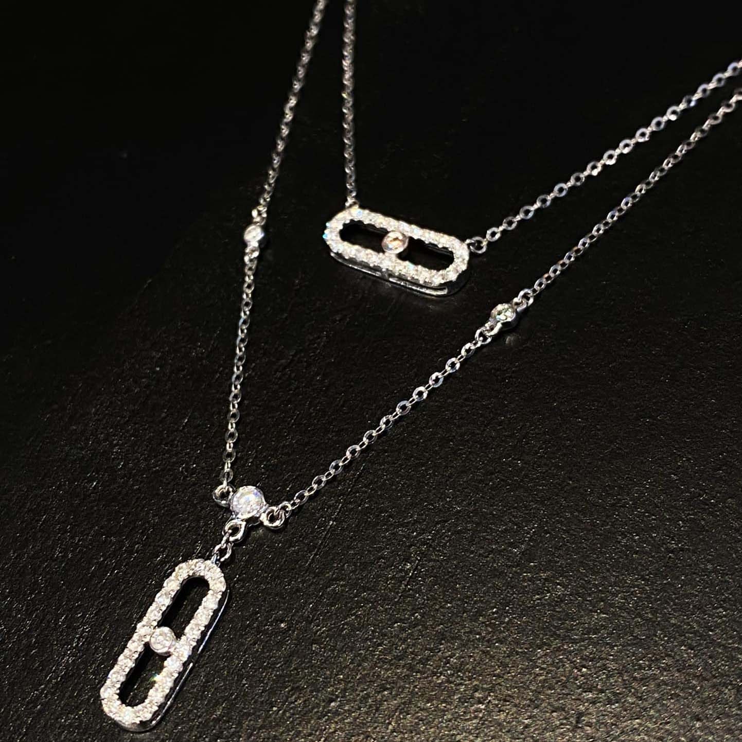 18K天然鑽石-梅西卡雙層鏈項鍊