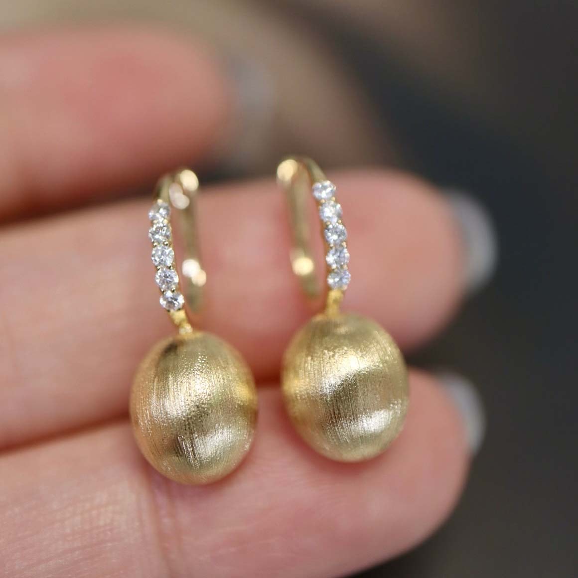 18K天然鑽石-拉絲法式藝術耳扣 - 第9張圖 18K天然鑽石-拉絲法式藝術耳扣