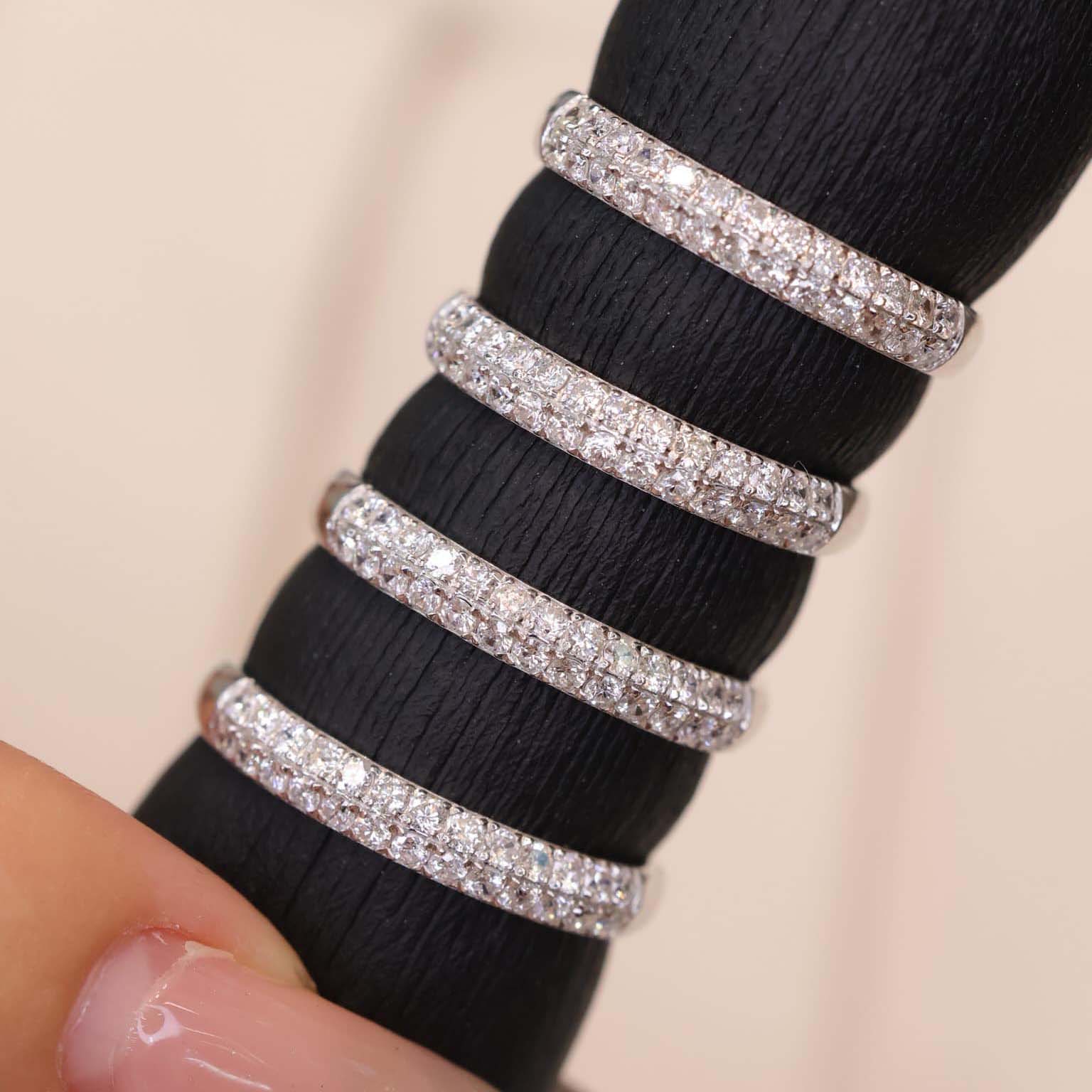 18K天然鑽石-雙層線型戒指