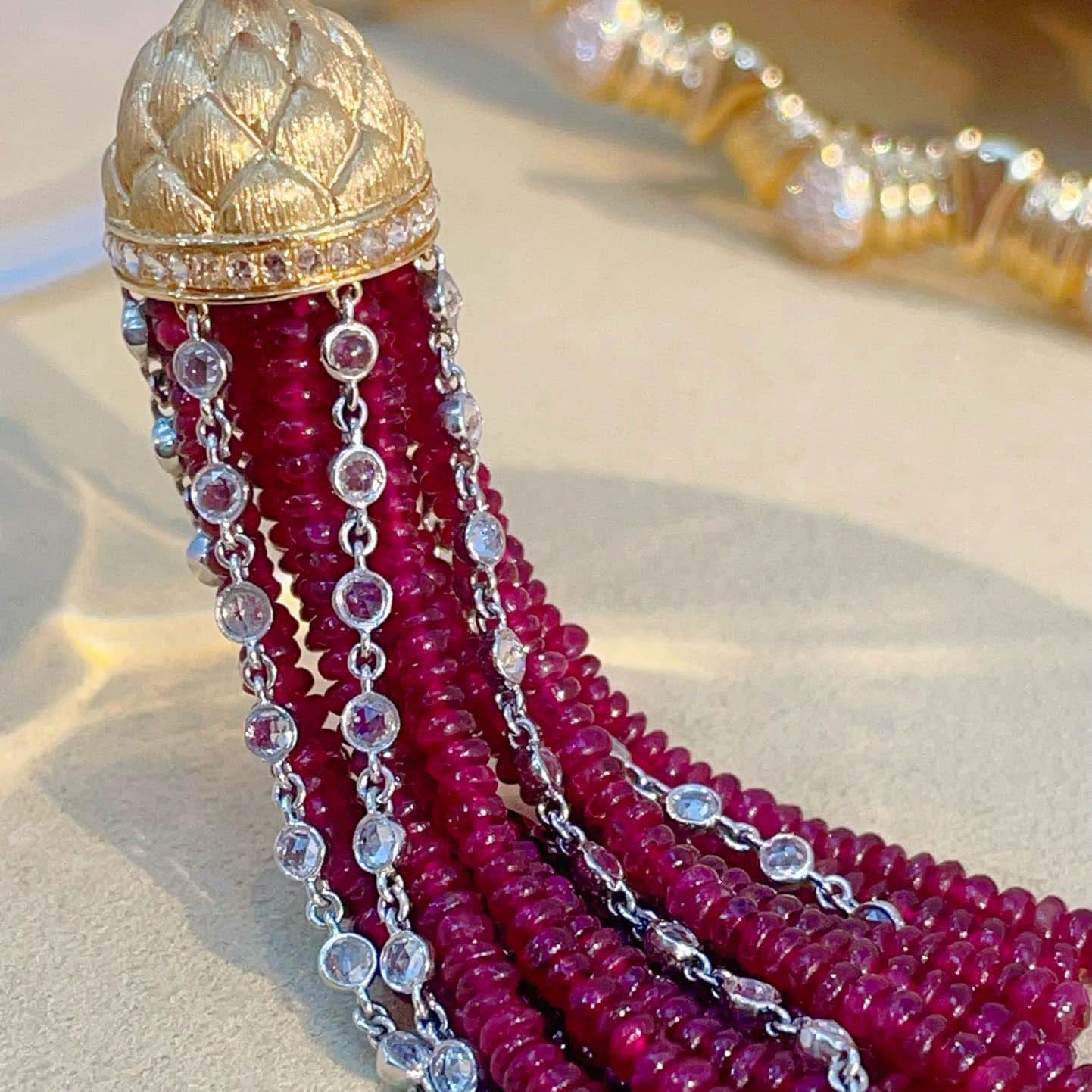 18K天然紅寶石-流蘇墜飾