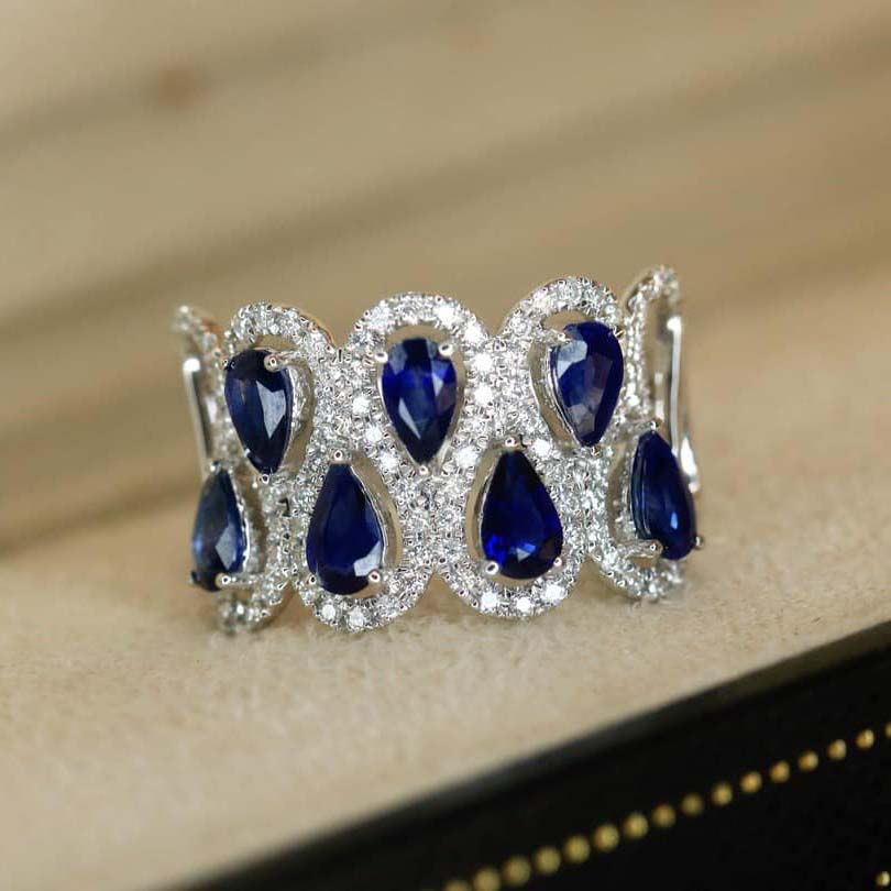 18K天然鑽石-藍寶石水滴蕾絲戒指 - 第9張圖 18K天然鑽石-藍寶石水滴蕾絲戒指