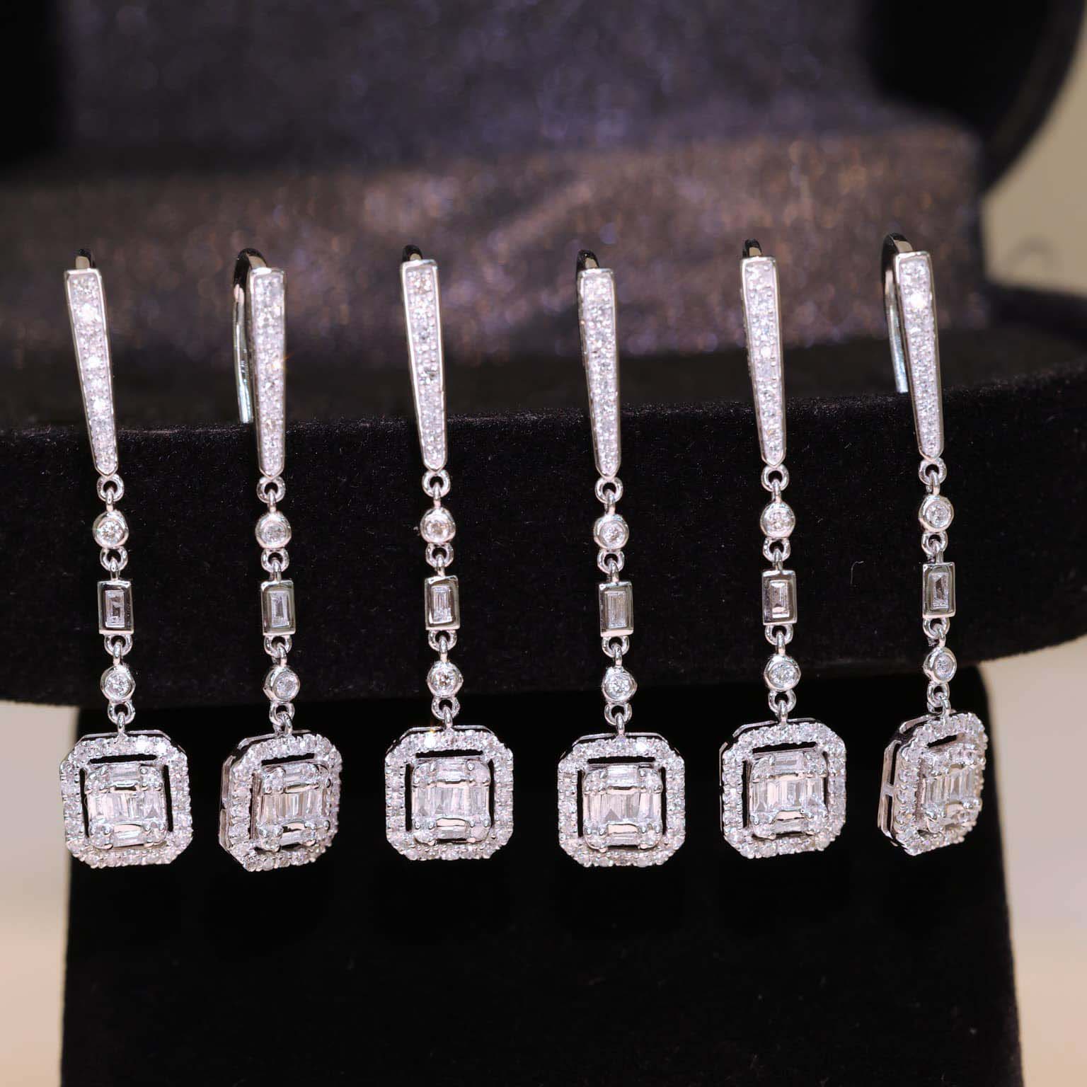 18K天然鑽石-冰糖垂墜耳環