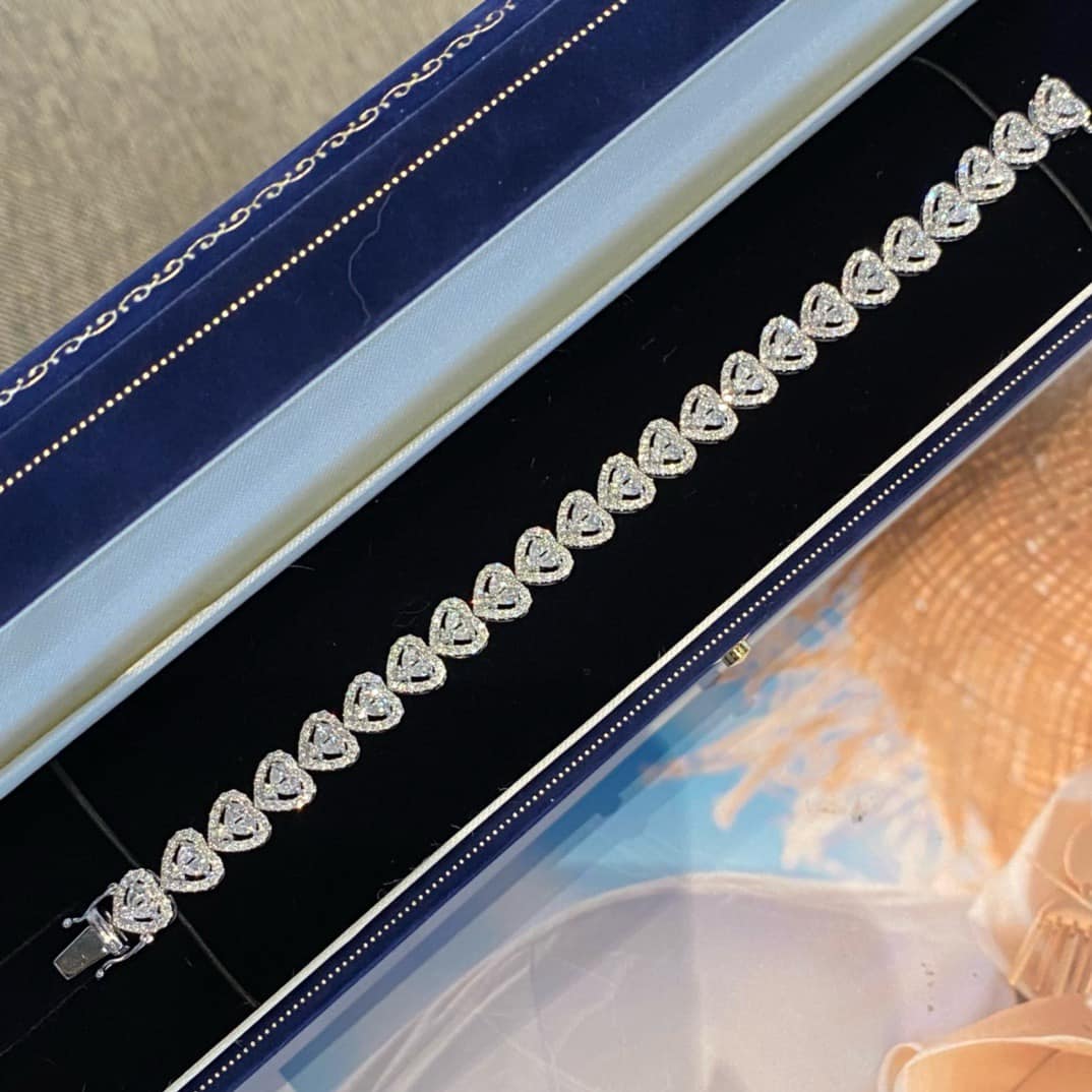 18K天然鑽石-心型豪華手鍊