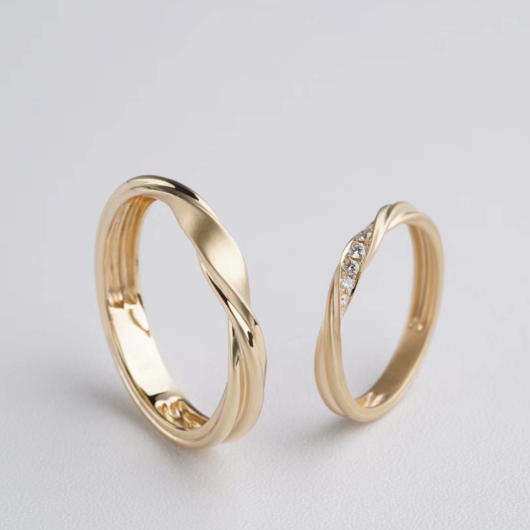 婚戒系列-點點星光扭結對戒訂製