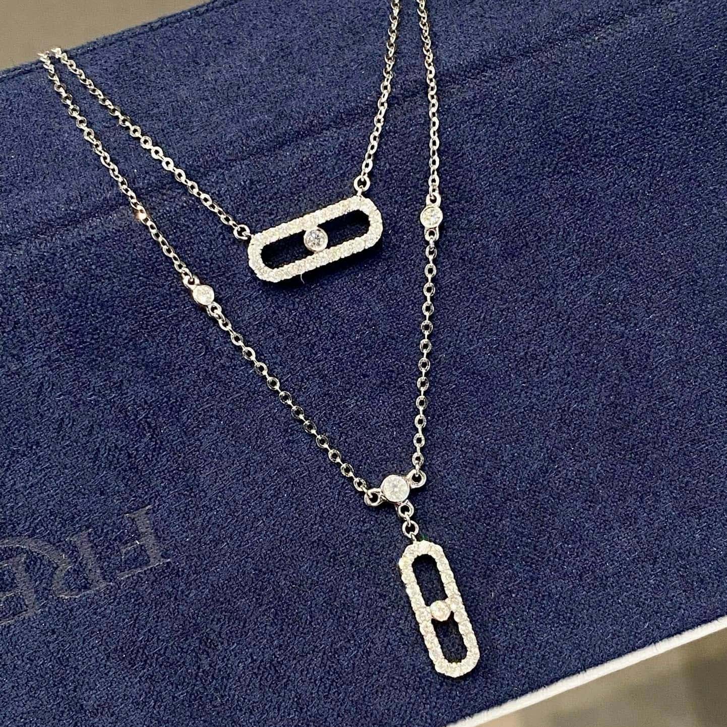 18K天然鑽石-梅西卡雙層鏈項鍊