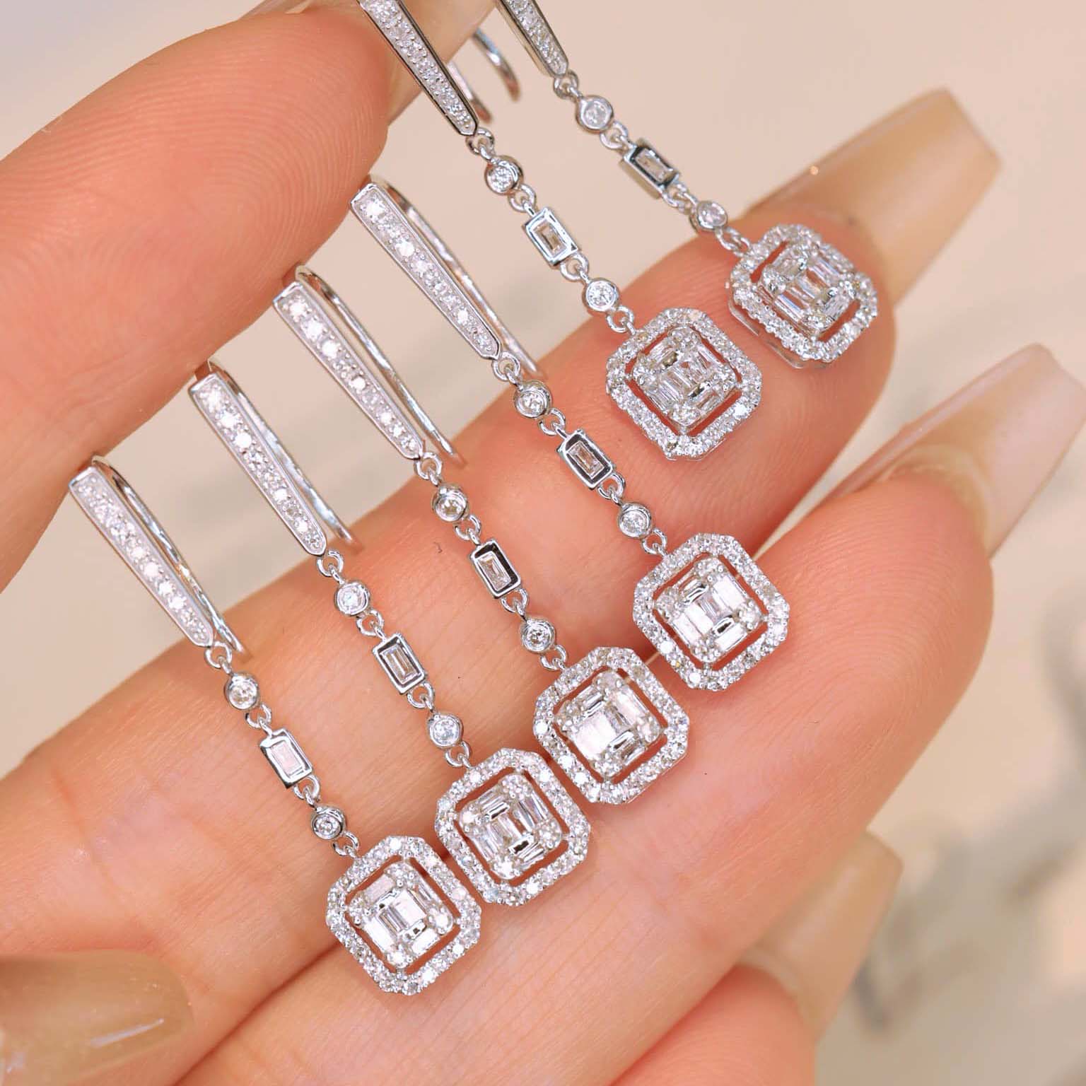 18K天然鑽石-冰糖垂墜耳環