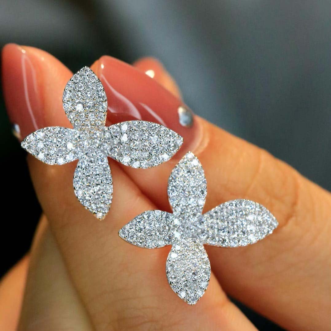 18K天然鑽石-四季蝴蝶花項鍊/耳環/戒指