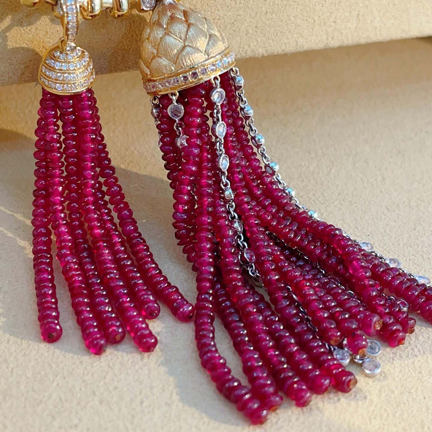 18K天然紅寶石-流蘇墜飾