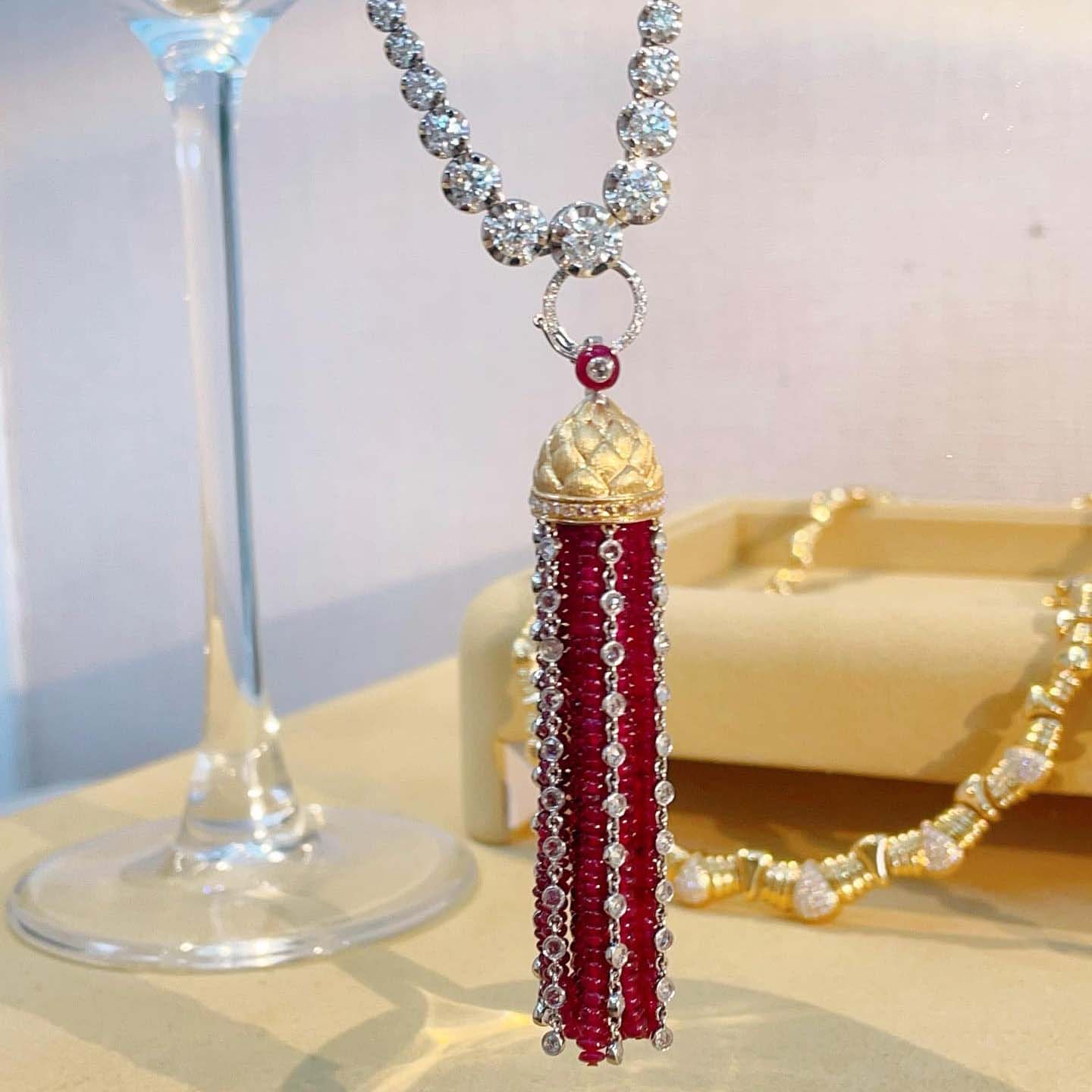 18K天然紅寶石-流蘇墜飾