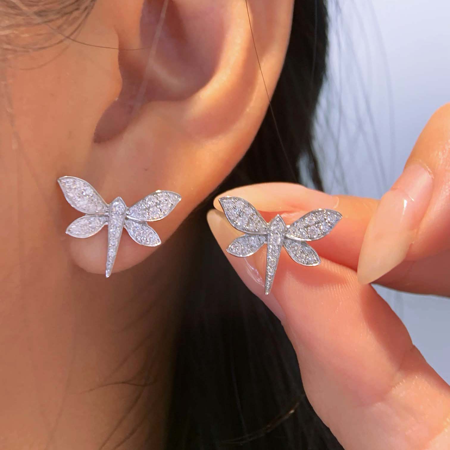 18K天然鑽石-蜻蜓/蝴蝶生動耳環 - 第11張圖 18K天然鑽石-蜻蜓/蝴蝶生動耳環