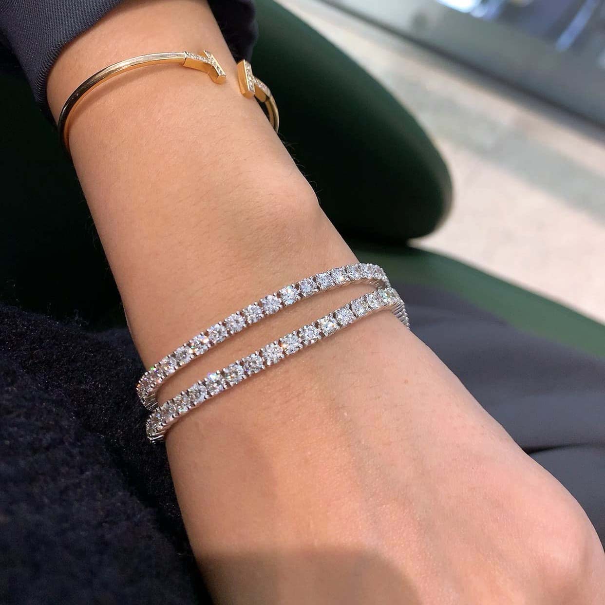 18K天然鑽石-四爪鑲嵌豪華手鍊