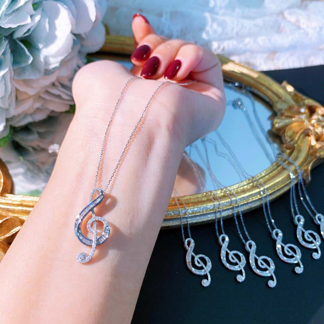 18K天然鑽石-音符項鍊