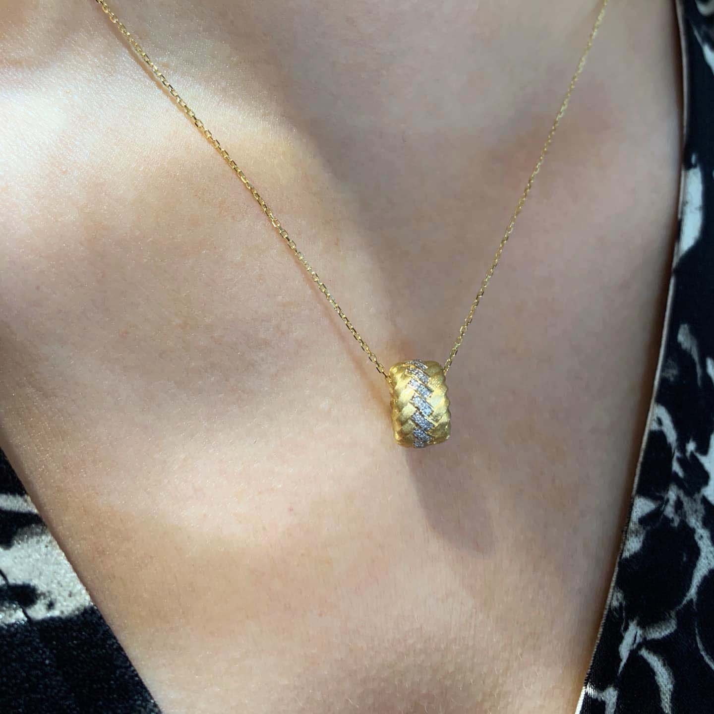 18K天然鑽石-拉絲編織款路路通項鍊