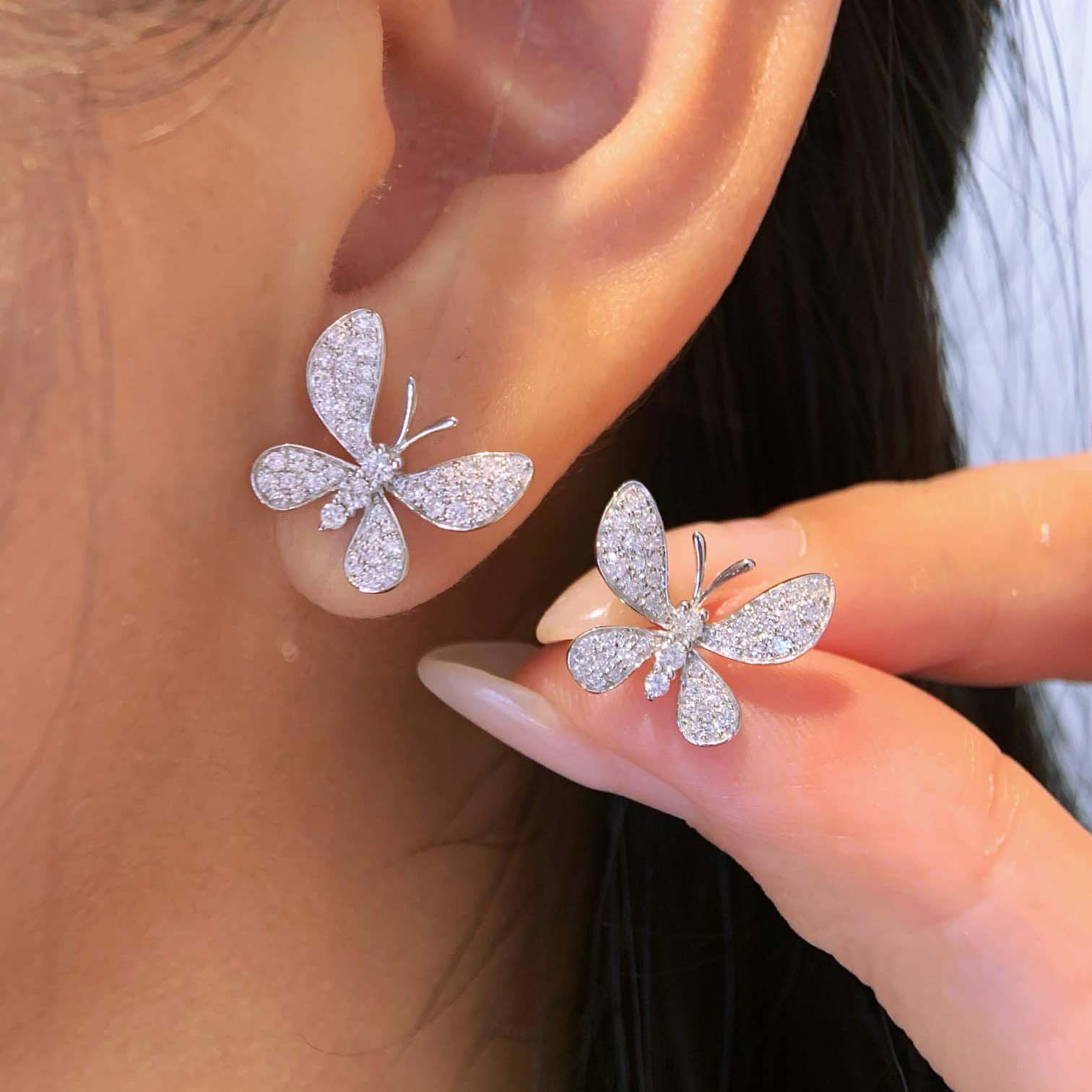 18K天然鑽石-蜻蜓/蝴蝶生動耳環 - 第12張圖 18K天然鑽石-蜻蜓/蝴蝶生動耳環