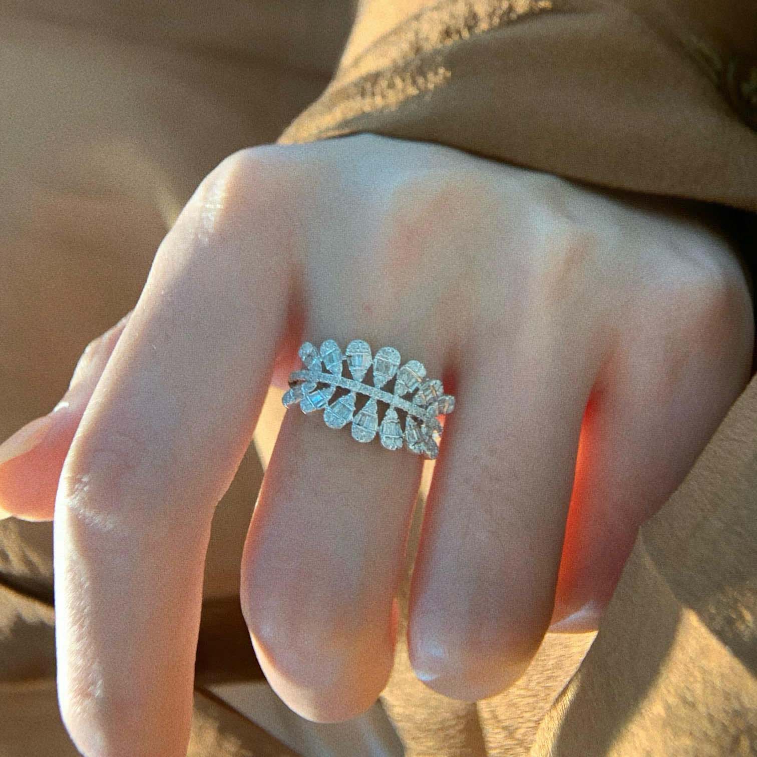 18K天然鑽石-水滴雙排戒指