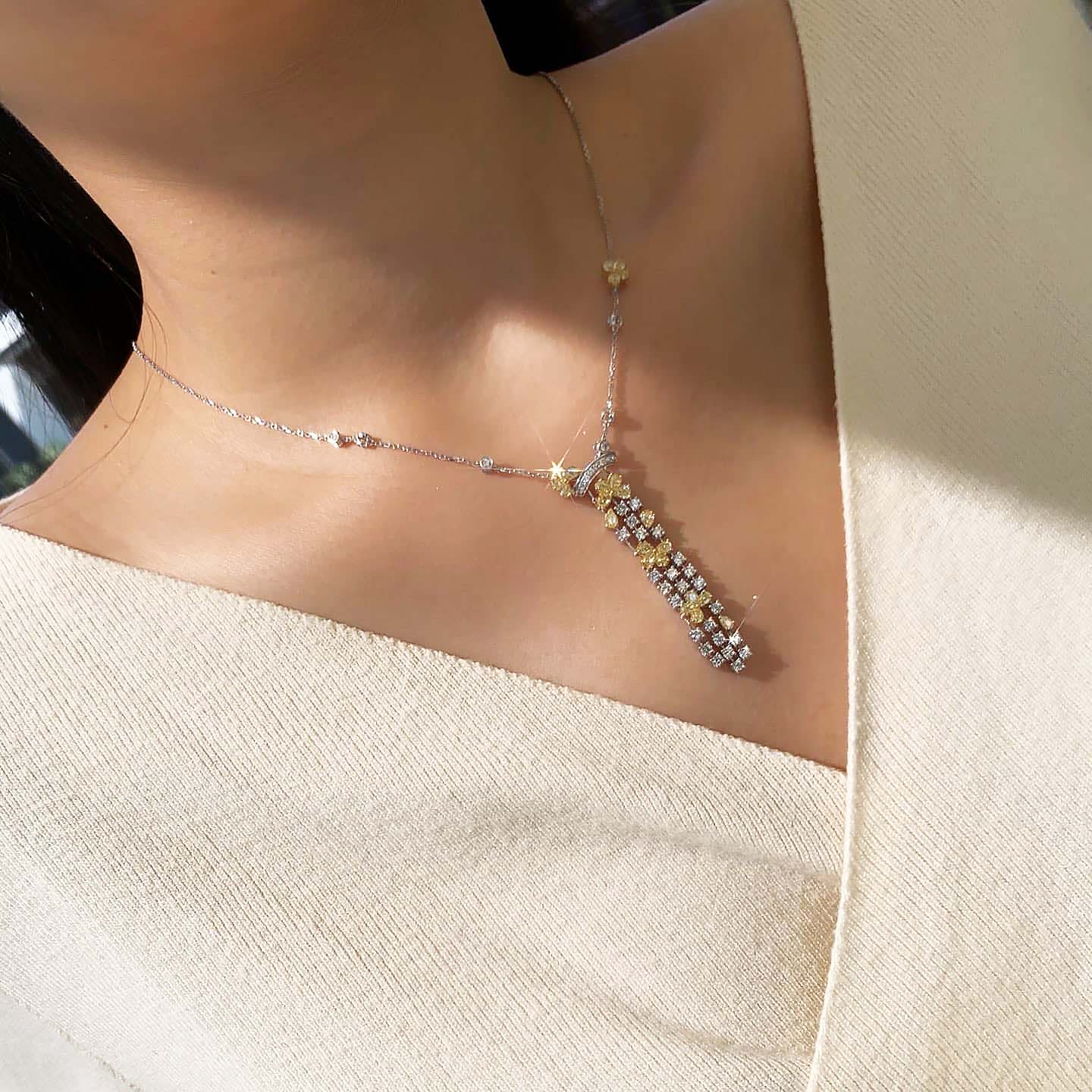 18K天然黃鑽-奢華大牌流蘇項鍊 - 第7張圖 18K天然黃鑽-奢華大牌流蘇項鍊