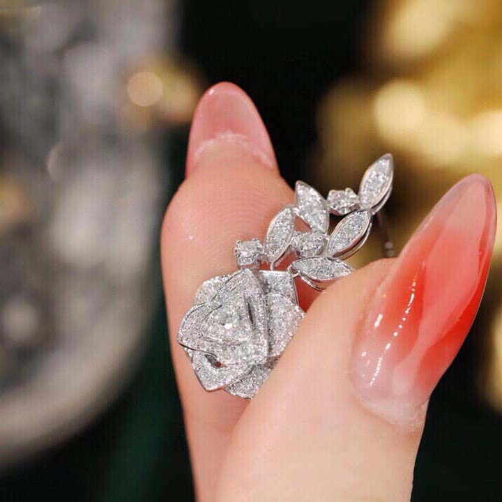 18K天然鑽石-閃耀玫瑰耳環