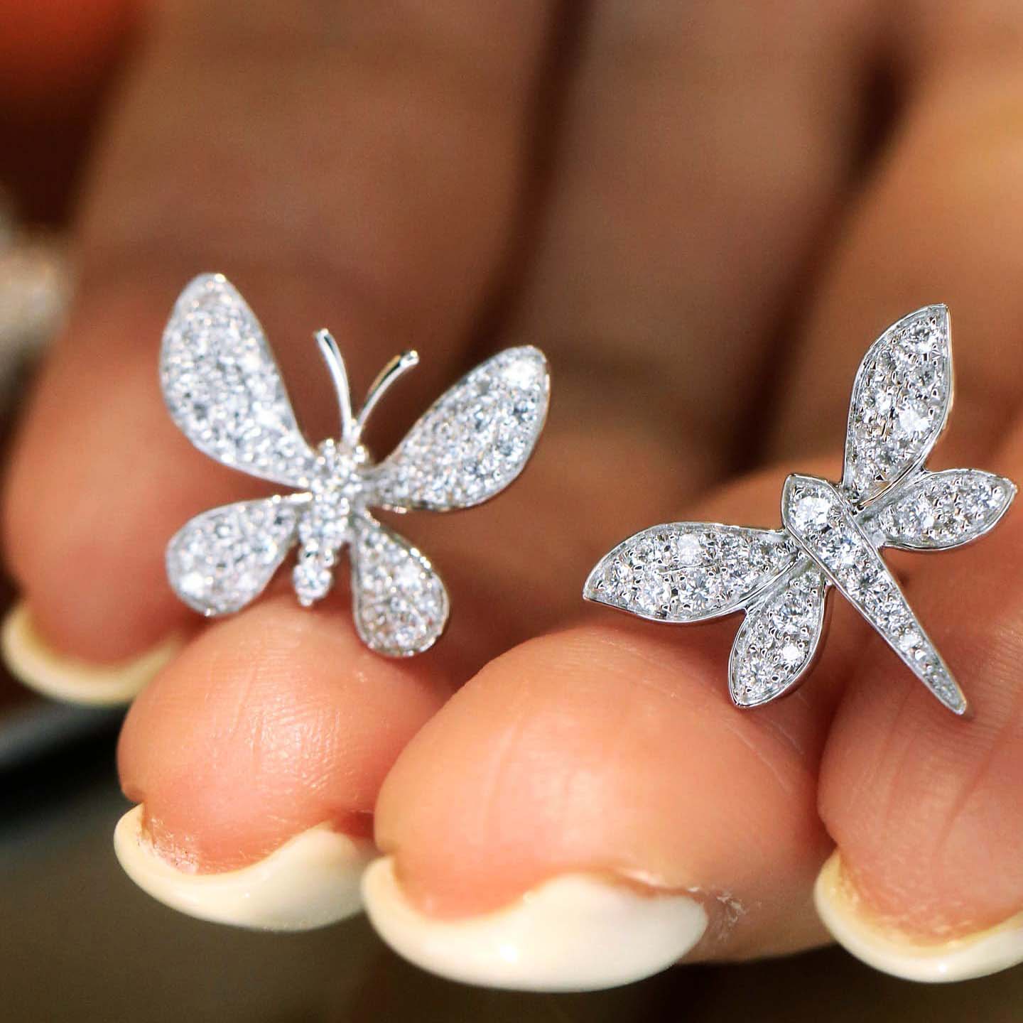 18K天然鑽石-蜻蜓/蝴蝶生動耳環 - 第5張圖 18K天然鑽石-蜻蜓/蝴蝶生動耳環