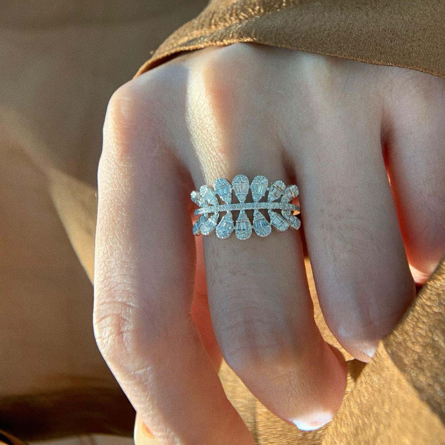 18K天然鑽石-水滴雙排戒指 - 第6張圖 18K天然鑽石-水滴雙排戒指