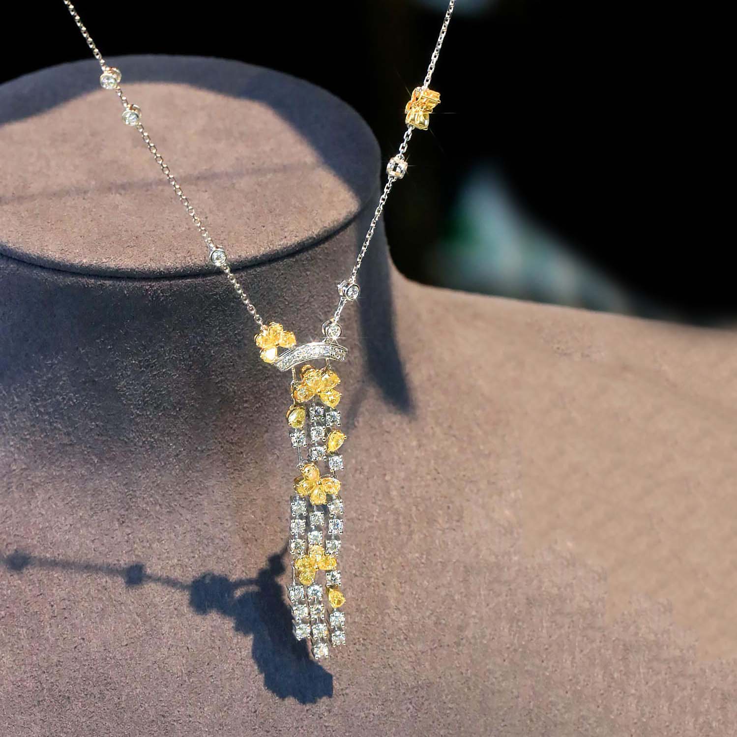 18K天然黃鑽-奢華大牌流蘇項鍊 - 第1張圖 18K天然黃鑽-奢華大牌流蘇項鍊