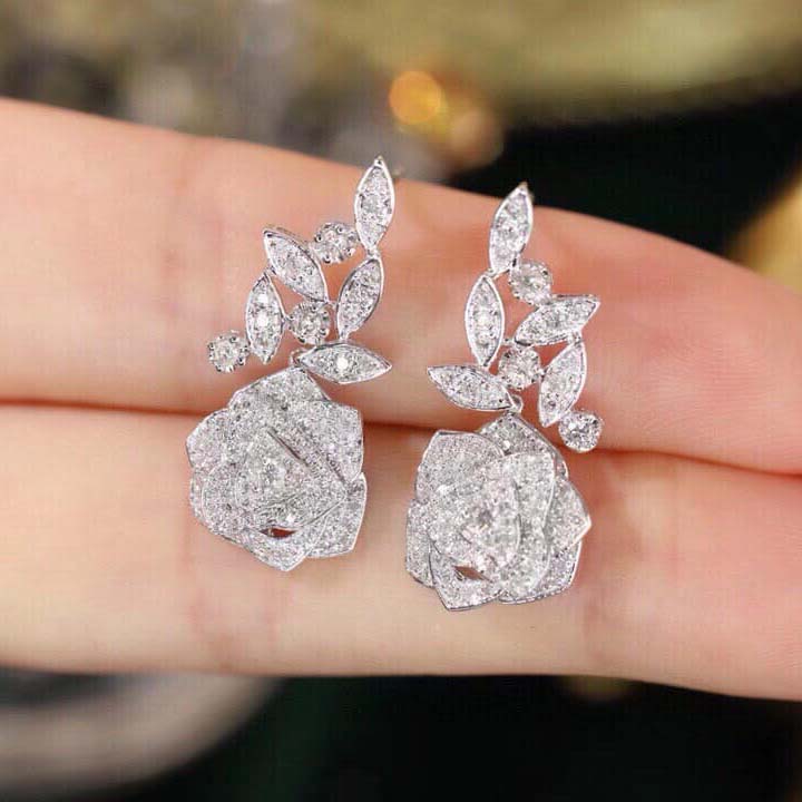 18K天然鑽石-閃耀玫瑰耳環