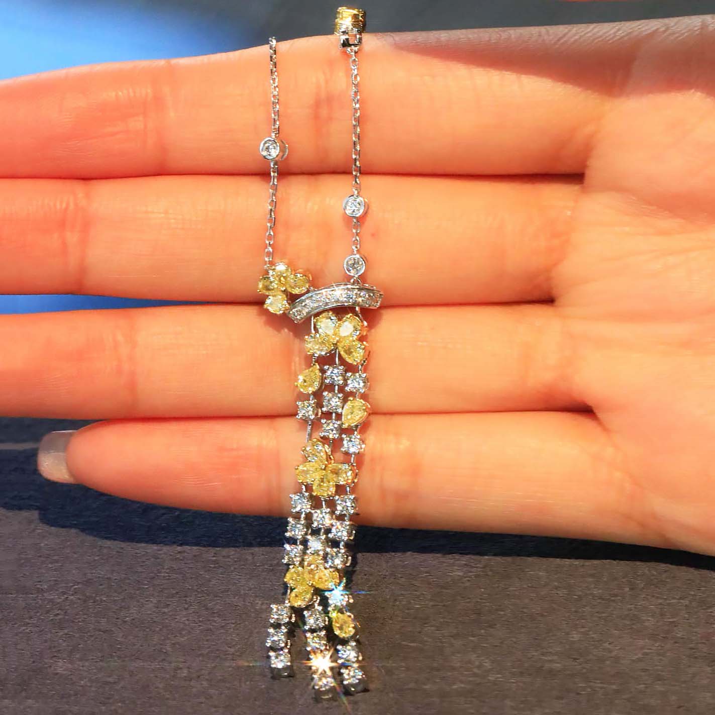 18K天然黃鑽-奢華大牌流蘇項鍊 - 第2張圖 18K天然黃鑽-奢華大牌流蘇項鍊