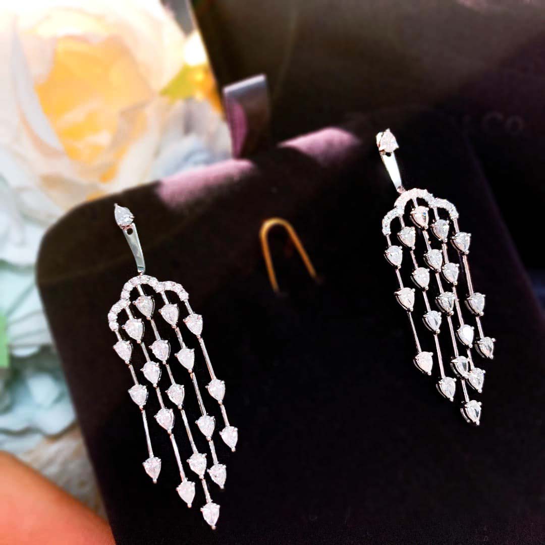 18K天然鑽石-豪華流蘇耳環