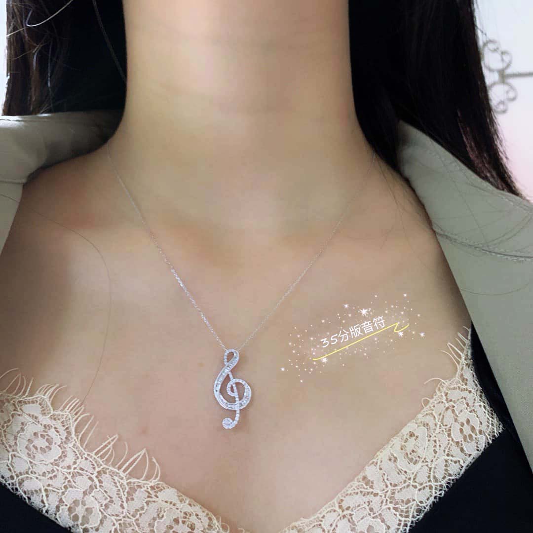 18K天然鑽石-音符項鍊