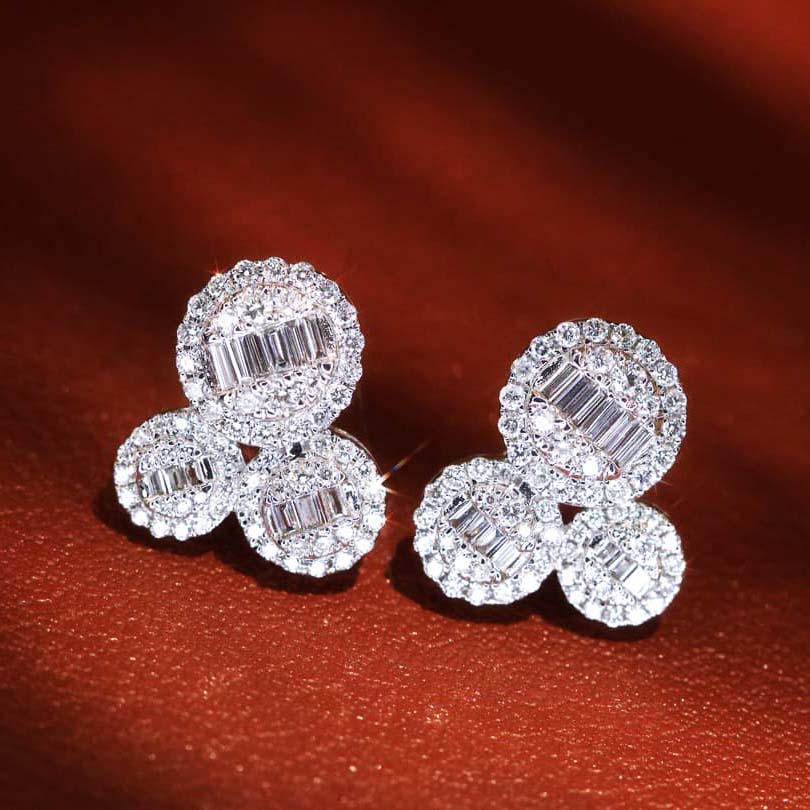 18K天然鑽石-三圓圈個性耳環