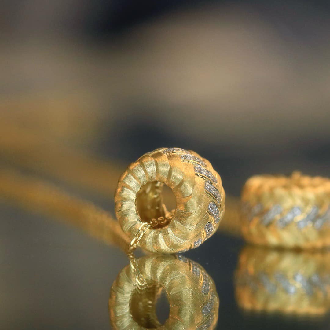 18K天然鑽石-拉絲編織款路路通項鍊