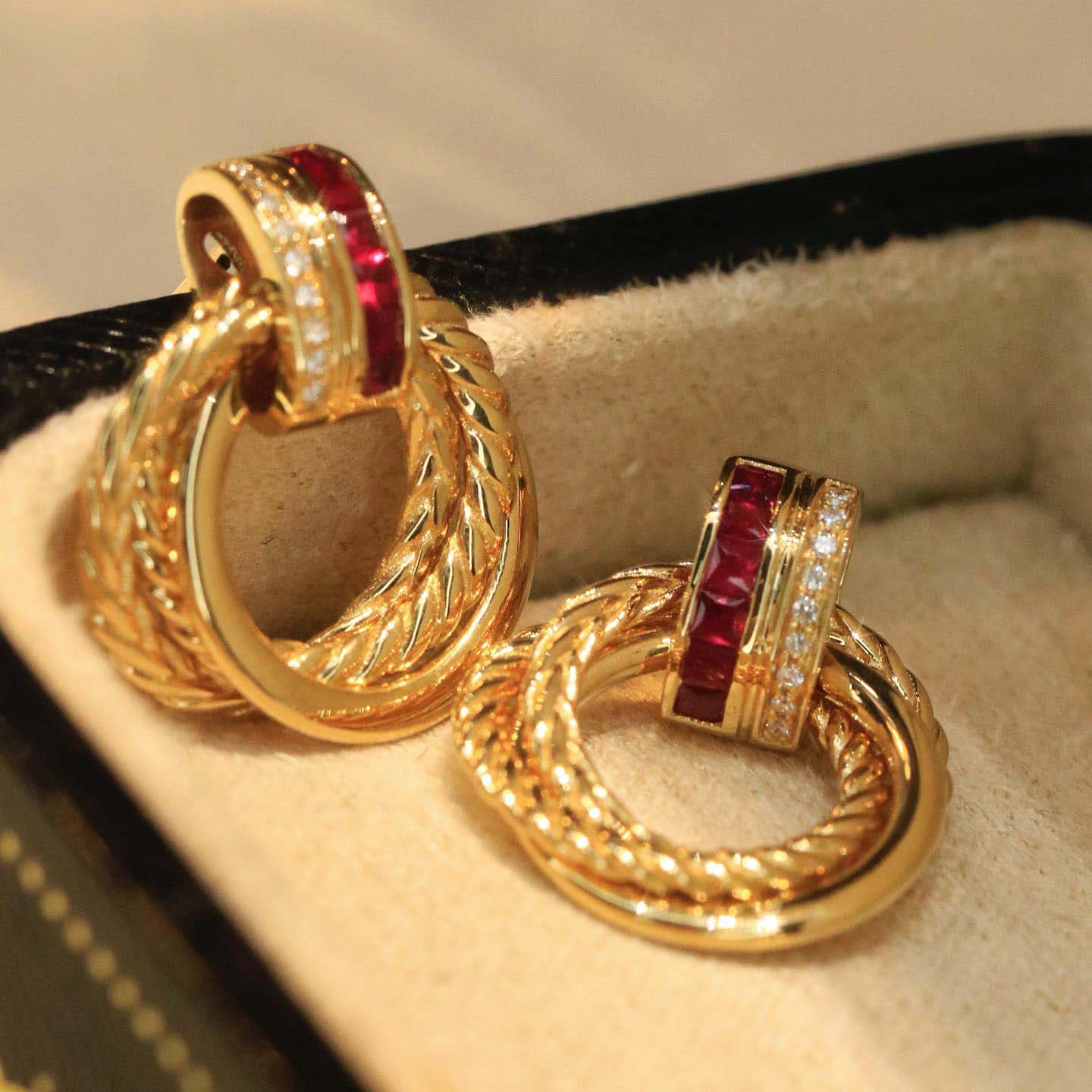 18K天然鑽石-紅寶石三環墜飾/耳環 - 第5張圖 18K天然鑽石-紅寶石三環墜飾/耳環