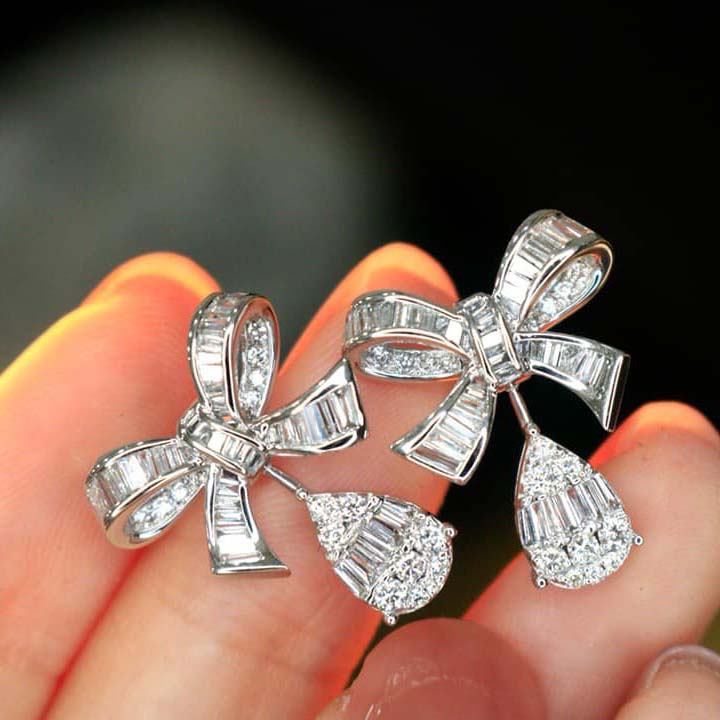 18K天然鑽石-蝴蝶大垂墜耳環