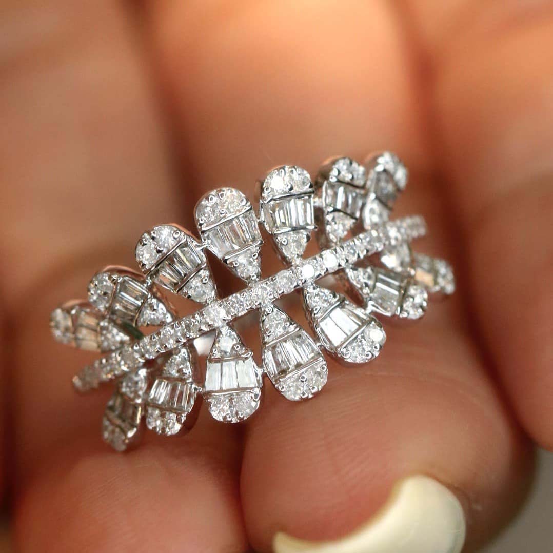 18K天然鑽石-水滴雙排戒指 - 第1張圖 18K天然鑽石-水滴雙排戒指