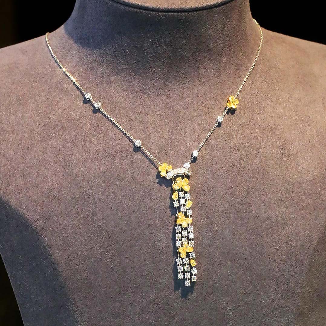 18K天然黃鑽-奢華大牌流蘇項鍊 - 第3張圖 18K天然黃鑽-奢華大牌流蘇項鍊