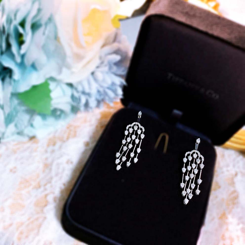 18K天然鑽石-豪華流蘇耳環