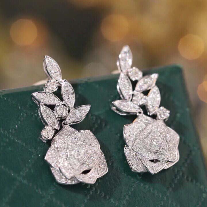 18K天然鑽石-閃耀玫瑰耳環