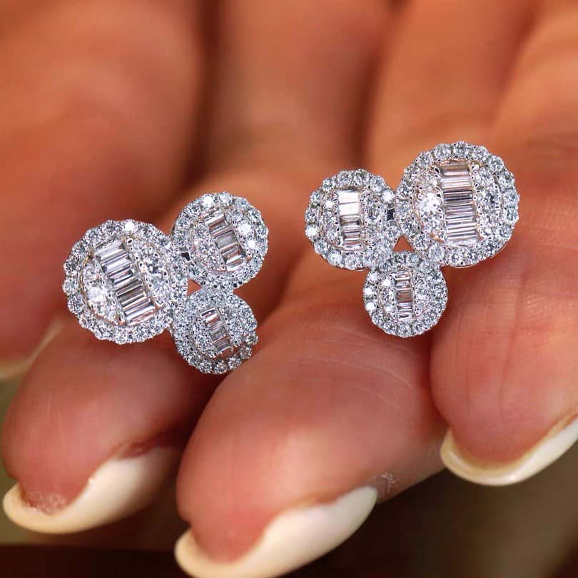 18K天然鑽石-三圓圈個性耳環