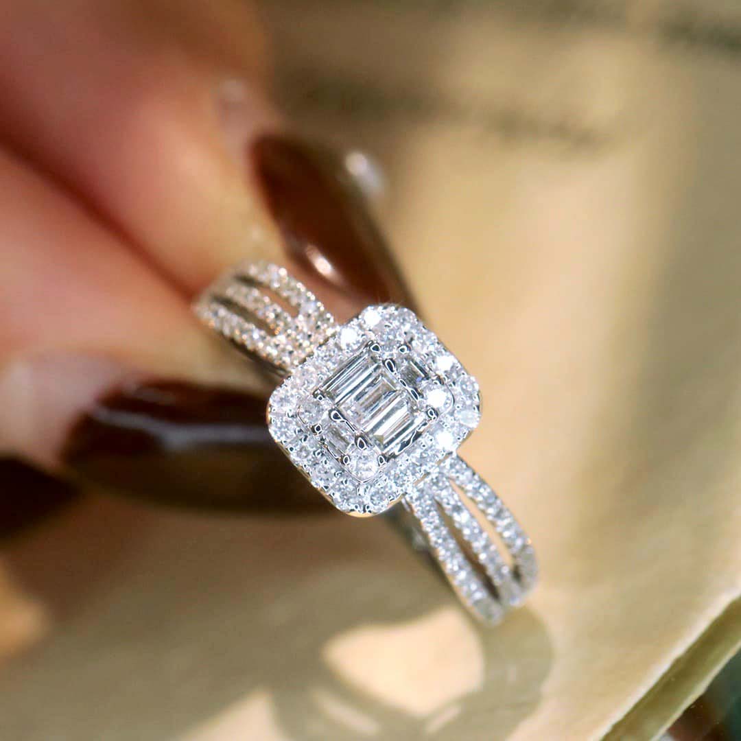 18K天然鑽石-精品冰糖戒指