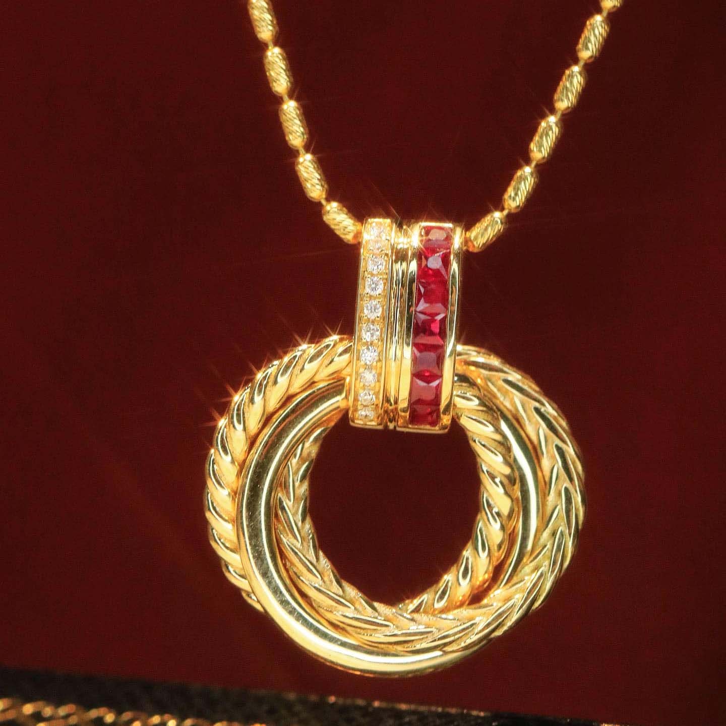 18K天然鑽石-紅寶石三環墜飾/耳環 - 第6張圖 18K天然鑽石-紅寶石三環墜飾/耳環
